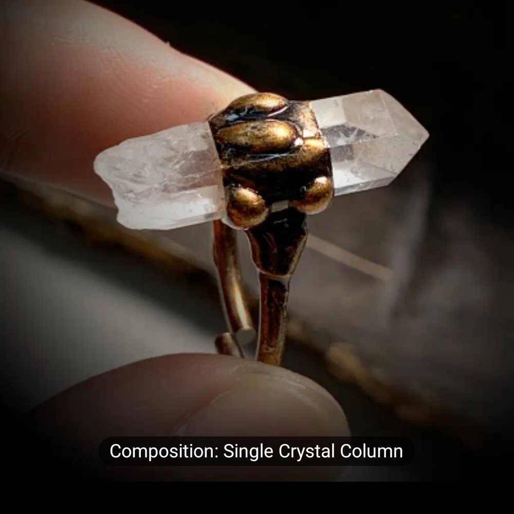 Crystal Column Ring with Gold Accents